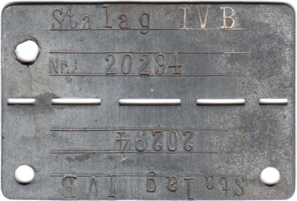 Plaque d'identification d'un prisonnier en Allemagne